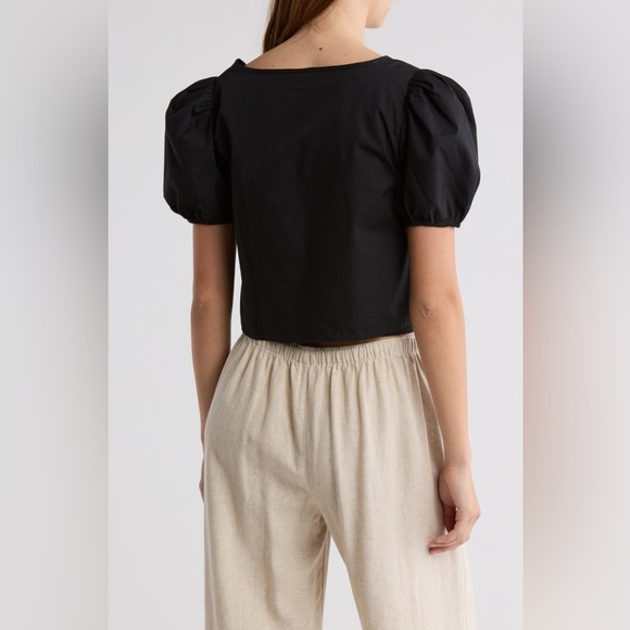 Abound Black Smocked‎ Ruffle Strap Crop Top | Size XS NWT - Picture 3 of 5
